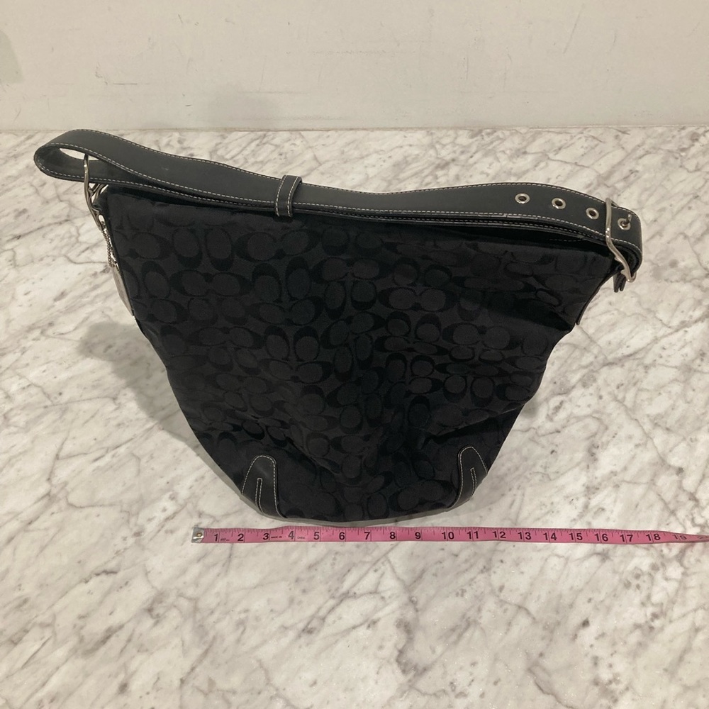 Coach Black signature canvas bucket bag purse - Picture 8 of 12